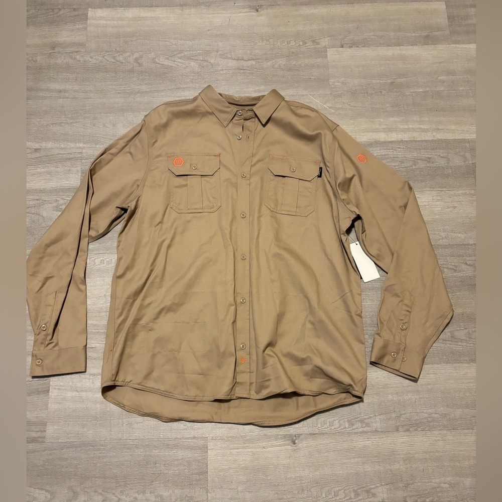 HAWX FR Men's XL Sleeve Button-Up Flame-Resistant Work Wear Tan NFPA 2112